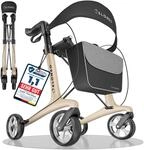 Carbon Rollator faltbar und leicht mit Sitz, Leichtgewicht-Reiserollator...