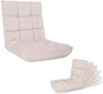 Mendler Bodensessel HWC-N43 stabiles Gestell Samt - Creme-grau | Relaxsessel,