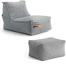 mokebo Sitzsack mit Hocker 'Doze' Sessel Grau Bean Bag Made in Germany