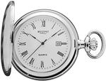 REGENT Herren Taschenuhr Savonnette Klappdeckel 47 MM Quarz Wei&szlig;es Zifferblatt