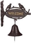 Relaxdays T&uuml;rglocke Gusseisen Welcome, Antik-Stil, goldene Buchstaben, Schild...