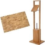 Mendler Badezimmerset HWC-B18, WC-Papierhalter, Badvorleger, Bambus | Badematte,