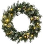 vidaXL Weihnachtskranz mit LED-Leuchten Gr&uuml;n 60 cm PVC