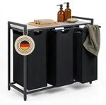 Blumtal W&auml;schesammler 3 F&auml;cher Schwarz - W&auml;schekorb mit Ablage in...