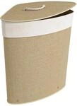 HOMCOM Bambus W&auml;schekorb mit Deckel Herausnehmbarer W&auml;schesack 55 L Creme 