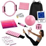 Relaxdays Pilates Set, 13-teilig, Farbwahl | Ring, Ball, 6 Widerstandsb&auml;nder,