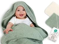 ZOLLNER Baby Kapuzenhandtuch in 100x100 cm - Salbei - hautfreundlich und...