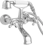 PaulGurkes Nostalgie Retro Wannenarmatur, Messing verchromt, Wandmontage,