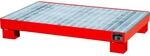 eurokraft | Stahl-Auffangwanne | LxBxH 800 x 1300 x 205 mm | lackiert rot RAL...