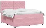 vidaXL Boxspringbett mit Matratze mit Kopfteil Rosa 140 x 190 cm Samt