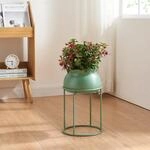 [en.casa] Blumenst&auml;nder Assen Pflanzenst&auml;nder mit Blumentopf Metall Gr&uuml;n