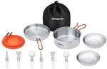 KingCamp Camping Kochset Adventurer I Pro Koch Geschirr Set Stahl Topf Pfanne