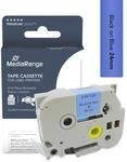 MediaRange Schriftband ersetzt Brother TZ-551/TZe-551 24 mm x 8 m | Schwarz/Blau 