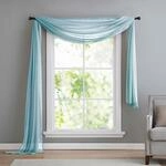 Querbehang Schal Freihanddeko Voile transparent Hellblau 140x600 &raquo;Bern&laquo; 