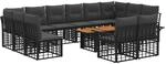 vidaXL Gartensofa-Set 13 STK. Schwarz und Dunkelgrau Poly-Rattan