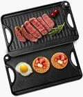 VEVOR wendbarer Grillplatte Bratpfanne Griddle aus Gusseisen (185 x 342 mm), tragbare