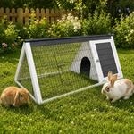 zooprinz Kleintierhaus mit Freigehege &ndash; kompaktes Hasenhaus aus massivem