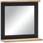 Woodkings&reg; Bad Spiegel Jolo 50x50 Holz schwarz/Natur Rahmen mit Ablage...