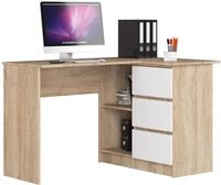 AKORD Eckschreibtisch B16 mit Regal 124 cm | 3 Schubladen Links | Schreibtisch 