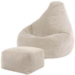 Icon Dalton Cord Sitzsack Kinder und Hocker mit F&uuml;llung, Beige | In Deutschland