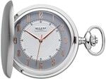 REGENT Herren Taschenuhr Savonnette Klappdeckel Verchromt 50 MM Quarz Wei&szlig;...