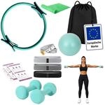 Relaxdays Pilates Set 11-TLG., Silikonhanteln je 1 kg, 3 St&auml;rken, Farbwahl | Ring,