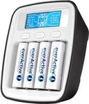 everActive Ladeger&auml;t f&uuml;r 4 Akkus AAA AA, professionell, schnell, LCD Anzeige,