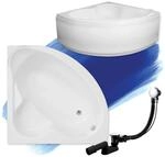 BADLAND Badewanne Original Wei&szlig; Acryl Wanne Eckbadewanne STANDARD 130x130