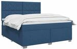 vidaXL Boxspringbett mit Matratze mit Kopfteil Blau 160 x 200 cm Stoff