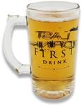 Mad Monkey Lustiges Bierglas mit Aufschrift &ndash; Bierglas &bdquo;First Drink &ndash; Last