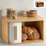Praknu Brotkasten Holz Klein Wei&szlig; 33x23 cm &ndash; Schiebet&uuml;r &ndash; Brotbox K&uuml;che 