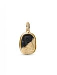PANDORA Eulen Medaillon Charm, 14 Karat vergoldet, schwarzer Kristall, Moments und ME