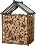 WONDERMAKE&reg; Design Kaminholzregal aus Holz mit Dach au&szlig;en, Brennholzregal 