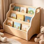 Relaxdays Kinder-B&uuml;cherregal, Tischorganizer tragbar, Natur | Schreibtischregal 3