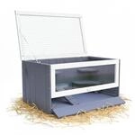 Mucola Nagerk&auml;fig Hamsterk&auml;fig Holz mit Plexiglasfront 60x35x30 cm Grau 