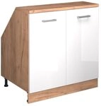 Vicco Dachschr&auml;genschrank Rion, Wei&szlig; Hochglanz/Goldkraft Eiche | Robuste...