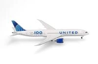 Herpa Boeing 787-9 Dreamliner Modellflugzeug United Airlines 100 Years 