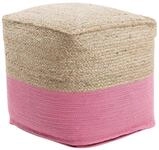Beliani Boho Pouf Baumwolle Jute quadratisch beige/rosa Kirama