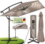 tillvex&reg; Sonnenschirm Rechteckig &Oslash; 330 cm + Abdeckung, Kurbel & Windschutz 
