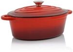BBQ-Toro Gusseisen Cocotte | 4,3 Liter | rot, oval | Emaillierter Gusseisen...