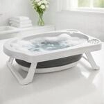 Klappbare Babybadewanne Reisebadewanne Wanne Faltbar Anti Rutsch Wei&szlig; Grau