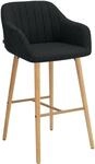 CLP Barhocker mit Lehne Ando, Barstuhl Stoff gepolstert, Thekenhocker mit...