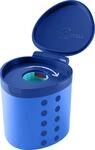 FABER-CASTELL - Spitzdose Grippy mit Schneidschutz Blau | Anspitzer mit Beh&auml;lter,