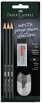Faber-Castell 111183 - Bleistiftset Exam, mit drei Bleistiften 1111 H&auml;rtegrad HB,