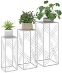 Outsunny 3er-Set Pflanzenst&auml;nder 50/60/70 cm hoch Blumenst&auml;nder Wei&szlig; |...