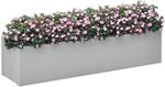 Outsunny Blumenkasten Pflanzk&uuml;bel mit Entw&auml;sserungsloch Grau 91 x 22 x 22cm 