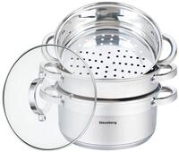4 Teilige Dampfgarer Set Edelstahl Induktion 22cm ca 4 Liter Dampfer