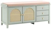 Beliani Schuhbank MDF mintgr&uuml;n niedrig schmal Wiener-Geflecht mit Schubladen u.