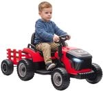 AIYAPLAY Elektrischer Kinder Traktor mit Anh&auml;nger 2 Motor 3-5km/h Rot 
