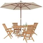 vidaXL Gartenset 5 STK. Braun Massivholz Teak
